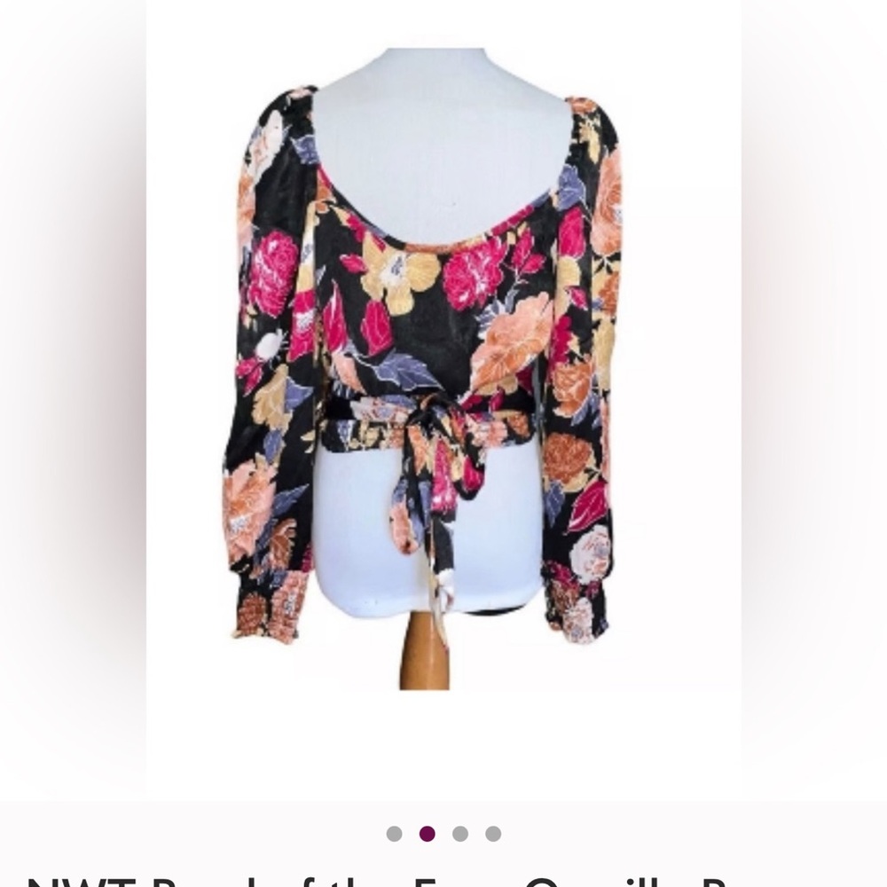 BAND OF THE FREE size SMALL Camille Black Berry Crop Boho Cuff Sleeve NEW $110